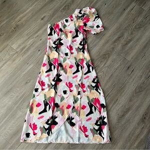 SHEIN White and Black One Shoulder Sundress